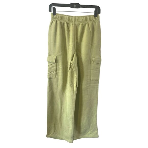 No Boundaries Womens Soft Fleece Cargo Jogger Sweatpants Barely Lime XS 0-2 - Picture 2 of 7